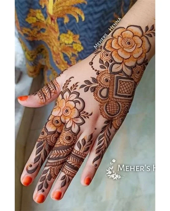 Rose Silhouette Theme Using Back Hand Mehndi Design Rose Silhouette Theme Using Back Hand Mehndi Design
